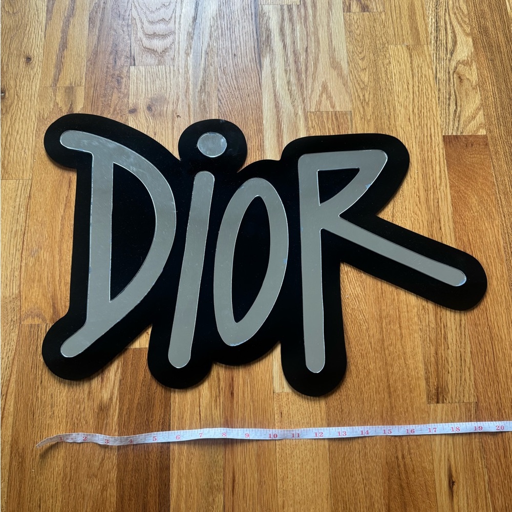 Dior black and silver logo wall art mirror 22W x 13H